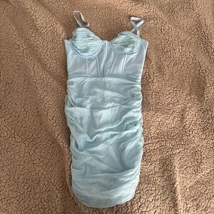 Oh Polly baby blue ruched dress